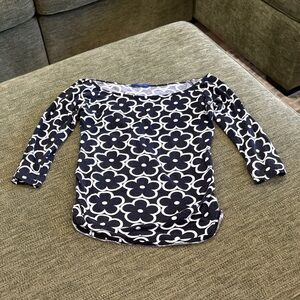 Sweet Claire Black and White Floral Long Sleeve Top